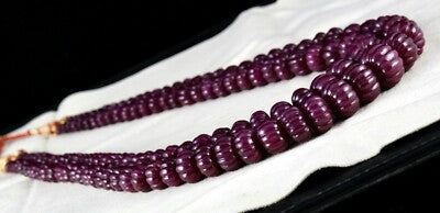 Certified Natural Untreated Ruby Beads 1325 Ct Carved Melon Gemstone Necklace