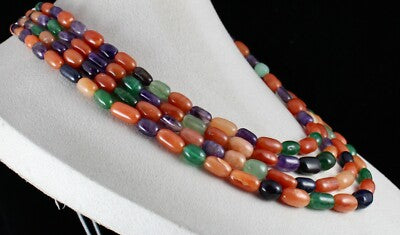 Multi Natural Semi Precious Beads Necklace Cabochon Gemstone 1048 Ct Fashion