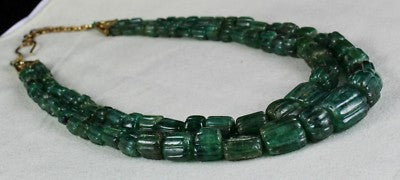 Certified Vintage Natural 785 Ct Emerald Beads Green Gemstone Necklace