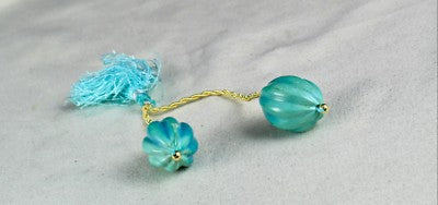 Certified Natural Turquoise Carved Melon Beads Pair 94.60 Ct Gemstone Earrings