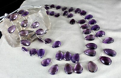 Certified Natural Amethyst Tear Drop Beads Necklace 783ct 24mm 755 Carats