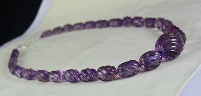 Certified Natural Amethyst 740ct Carved Oval Sterling Silver Necklace