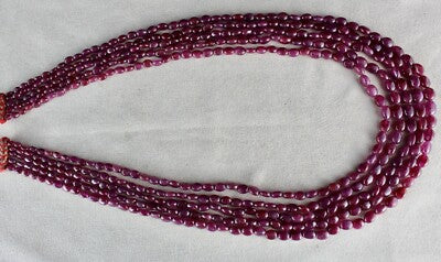 Certified Natural Unheated Ruby Necklace 5 Line 586 Ct Gemstone Beaded String