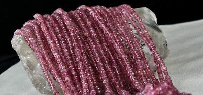 Certified Natural Pink Tourmaline 917ct Beaded Necklace Sterling Silver Clasp