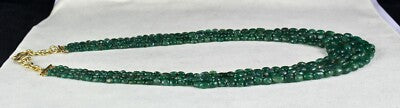 Certified Vintage Natural Emerald 308ct Beads Nugget Gemstone Necklace Women's