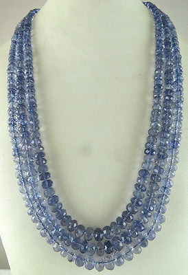 Certified Natural Blue Iolite 568ct Faceted Beads Gemstone Ladies Necklace