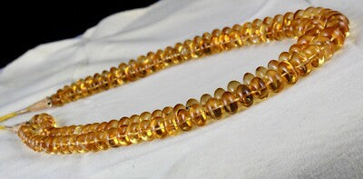 Certified Natural Yellow Citrine Beads Necklace 2 L 607 Ct Gemstone Statement