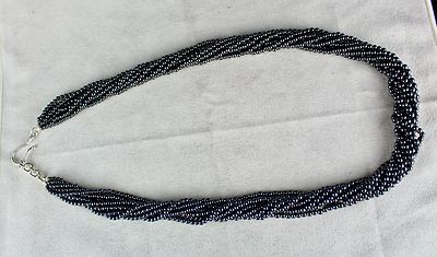 Natural Hematite Beads Necklace 23 Inch 725 Carat Weight 9 Line Round Ladies