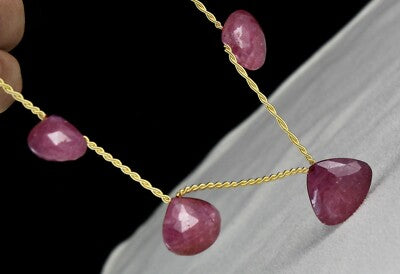 Certified Natural Ruby Beads Faceted Heart Drops 5 Pcs 118ct Gemstone Hanging