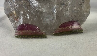 Natural Bi-color Tourmaline Leaves 11.58ct Gemstone Earrings Designing