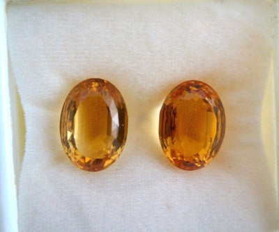 Top Natural Yellow Citrine Oval Cut 43ct Pair Gemstone For Earrings