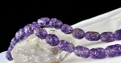 Certified Vintage Amethyst Beaded Engraved 926 Ct Sterling Silver Necklace