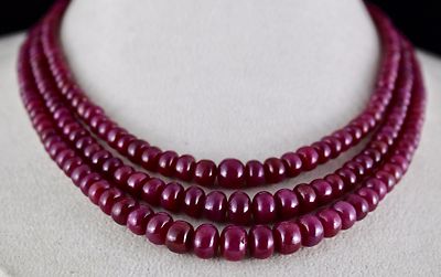Certified Natural Untreated Ruby Beads 3 Line 602ct Ladies Necklace For Wedding