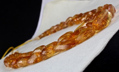 Certified Natural Yellow Citrine Beads Necklace Tumble 3 L 1082 Ct Statement