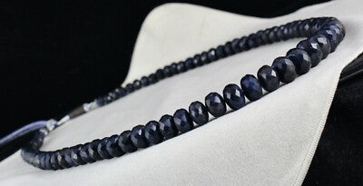 Dyed Sapphire Corundum Beads 803 Carats Round Faceted Gemstone Necklace