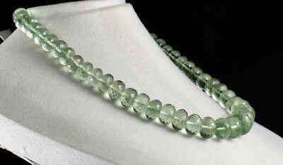 Certified Green Amethyst Faceted Round Beads 867 Ct Gemstone Necklace