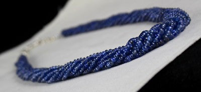 Certified Vintage Natural Blue Sapphire 483 Ct Beads Necklace For Women