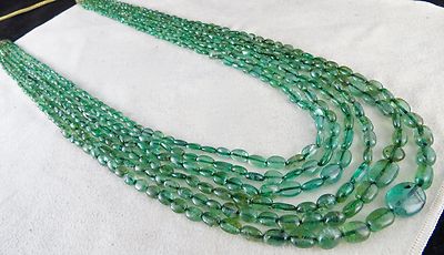 Certified Natural Emerald Necklace 398 Ct Cabochon Beads Important Gemstone