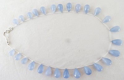 Blue Chalcedony 330 Ct Venetian Necklace 925 Sterling Silver For Wedding