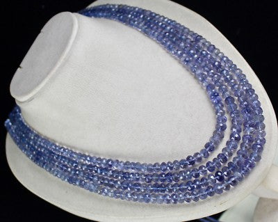 Certified Natural Iolite Beads Faceted Round Necklace 4 L 830 Ct Blue Gemstone