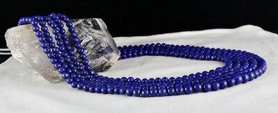 Certified Natural Blue Lapis Lazuli 851 Ct Beads Round 9mm Gemstone Necklace