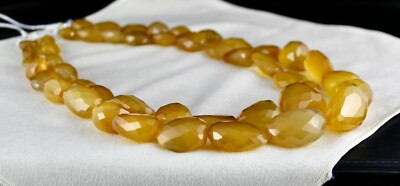 Certified Yellow Chalcedony Faceted Beads 1747ct Gemstone Fashion Necklace