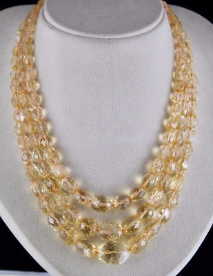 Natural Yellow Citrine 731 Ct Oval Faceted Gemstone Fine Bead Necklace