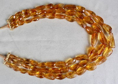 Certified Natural Yellow Citrine Beads Necklace Tumble 3 L 1082 Ct Statement