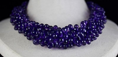 Certified Natural Amethyst 1157 Ct Teardrop Sterling Silver Party Necklace