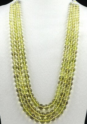 Natural Lemon Quartz Beads Necklace 9mm Round 594 Ct Gemstone Fashion For Women