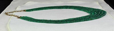 Certified Green Gemstone Natural Emerald 338ct Beads Necklace For Women