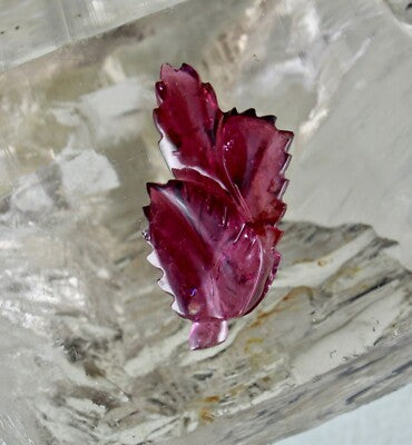 Natural Pink Tourmaline Gemstone Carved Leaf 19.49 Ct For Pendant Ring Wedding