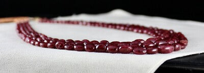 Certified 616 Ct Natural Red Spinel Beads Cabochon Gemstone Necklace