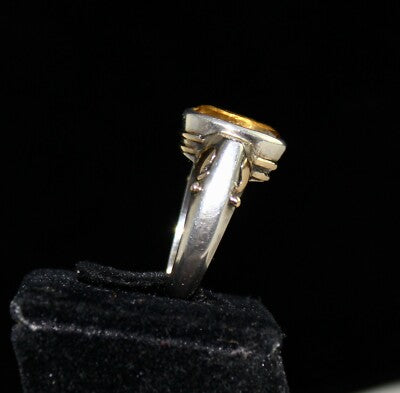 Natural Yellow Citrine 10ct Oval Natural Diamond 18k Gold Sterling Silver Ring