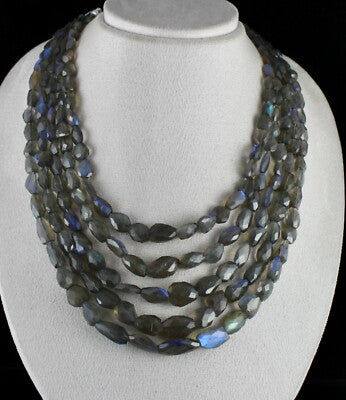 Certified Natural Black Labradorite Nuggets 993 Ct Faceted Gemstone Necklace