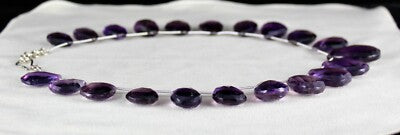Certified Natural Amethyst Beads Tear Drops 704ct Sterling Silver Necklace 36mm