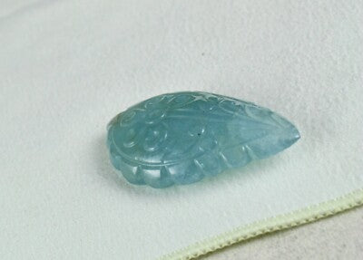Certified Natural Blue Aquamarine 76.60 Ct Carved Gemstone Drilled For Pendant