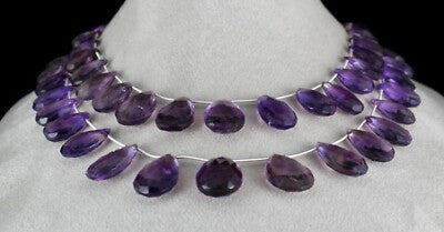 Certified Natural Amethyst Tear Drop Beads Necklace 783ct 24mm 755 Carats