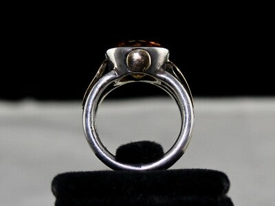 Antique Yellow Citrine 10ct 18k Gold Ladies Ring In Sterling Silver For Wedding