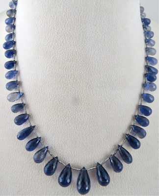 Iolite Faceted Teardrop Beads Necklace 133 Ct Gemstone Fashion Women's Jewelry