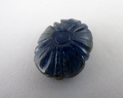 Certified Natural Blue Sapphire Carved Flower 20 Ct Gemstone Ring