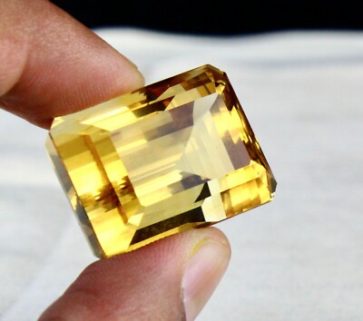 Certified Natural Citrine 114ct Topaz 29x22 Mm Rectangle Gemstone For Pendant