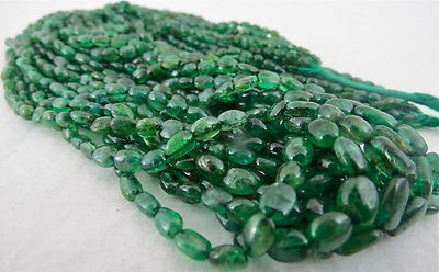 Certified Antique Natural Emerald Beads Nugget Necklace 366 Ct Estate Gemstone
