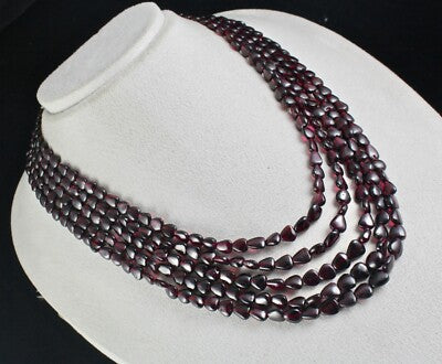 Vintage Natural Red Garnet Beads Heart Necklace 815 Ct Fashion Carat Weight 5 L
