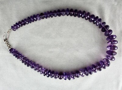Certified Natural Brazilian Amethyst 1220 Cts Faceted Sterling Silver Necklace