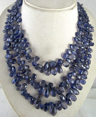 Certified Natural Iolite 870 Ct Teardrop Blue Gemstone Fashion Necklace