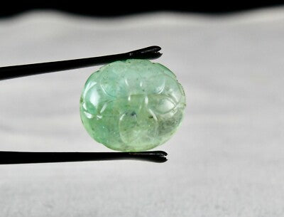 Certified Natural Colombian Emerald Carved Oval 27.81 Ct Gemstone Ring Pendant