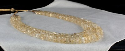 Citrine Melon Carved Beads Necklace 778 Ct Semi Precious Gemstone Beaded