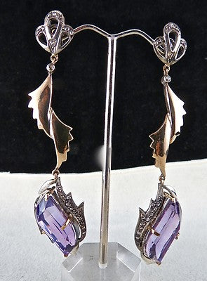 Certified Natural Amethyst 155ct Natural Diamond 18k Gold Sterling Silver Set