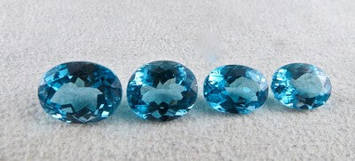 4 Pcs Finest Blue Topaz Oval Cut 38.75 Ct Gemstone For Pendant/earring/ring